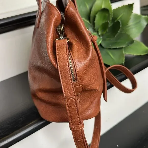 Antik Kraft Tan Brown Pebbled Leather Shoulder Bag - Picture 5 of 9